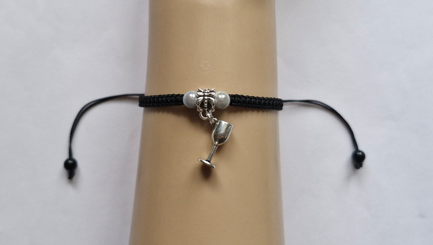 Wine glass charm bracelet
