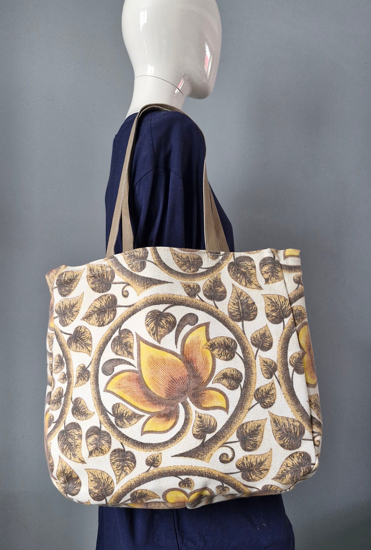 Bag - Yellow retro flower tote bag