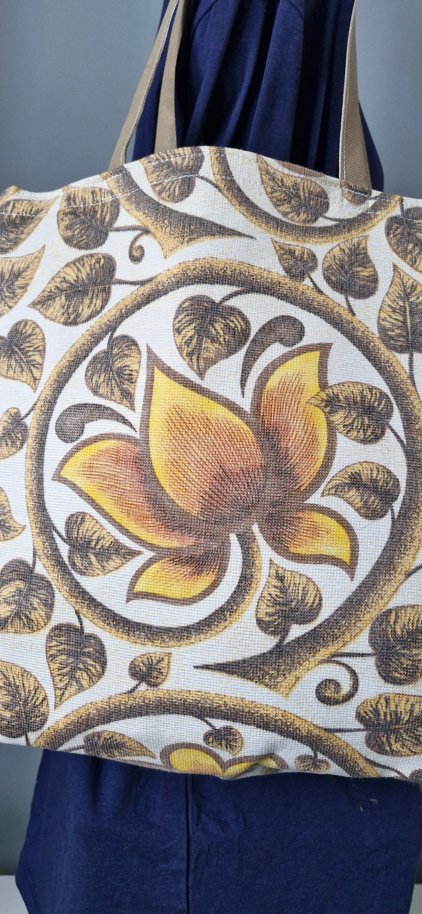 Bag - Yellow retro flower tote bag