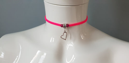 Neon heart choker