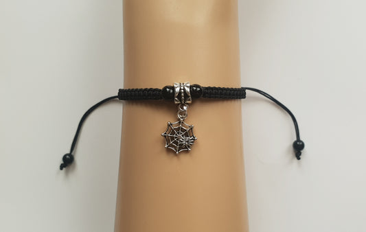 Spider web charm bracelet