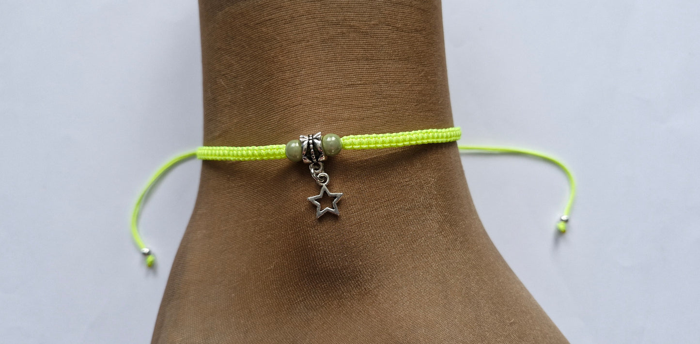 Star anklet - neon yellow