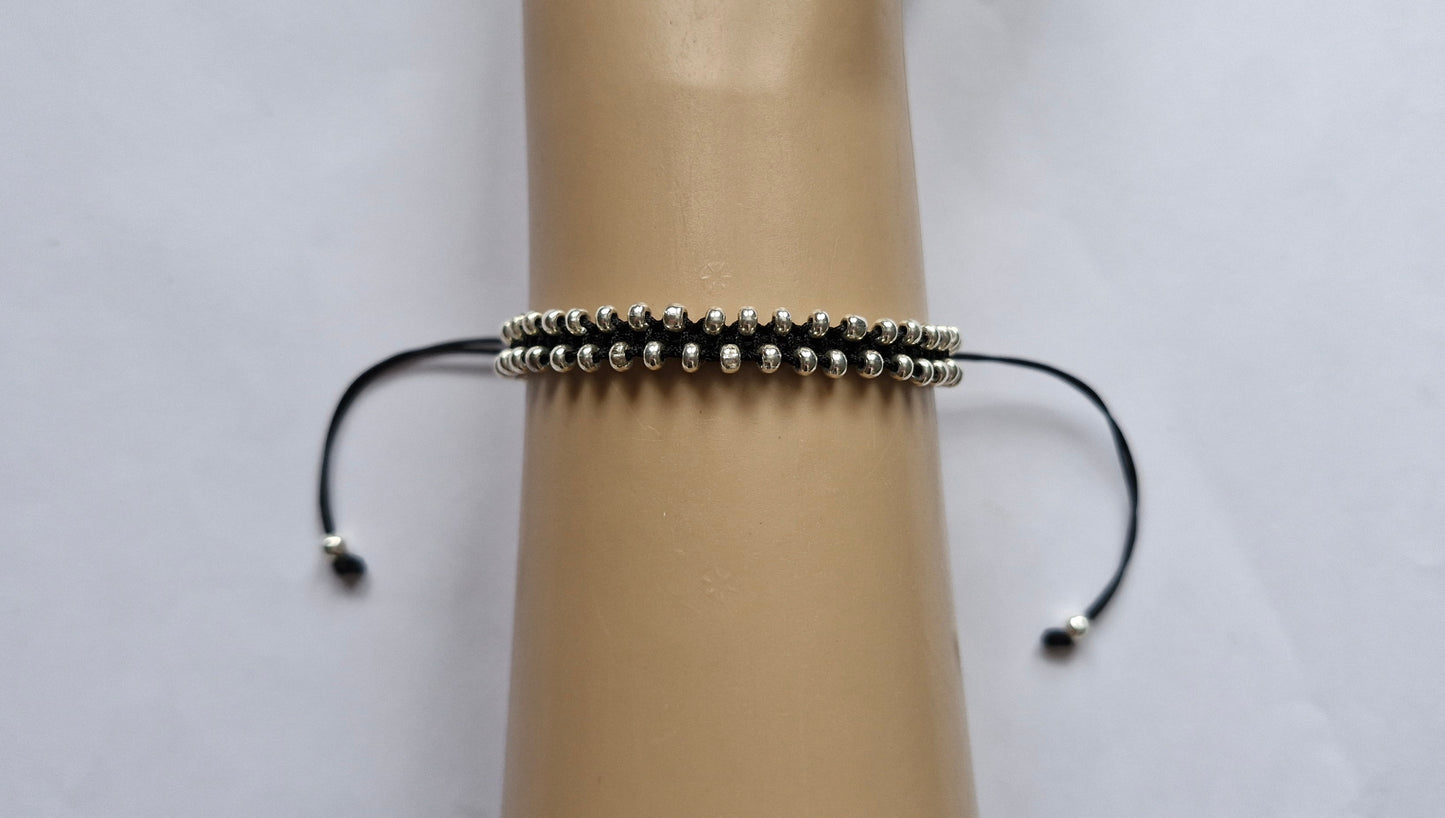 Black and silver beaded bracelet