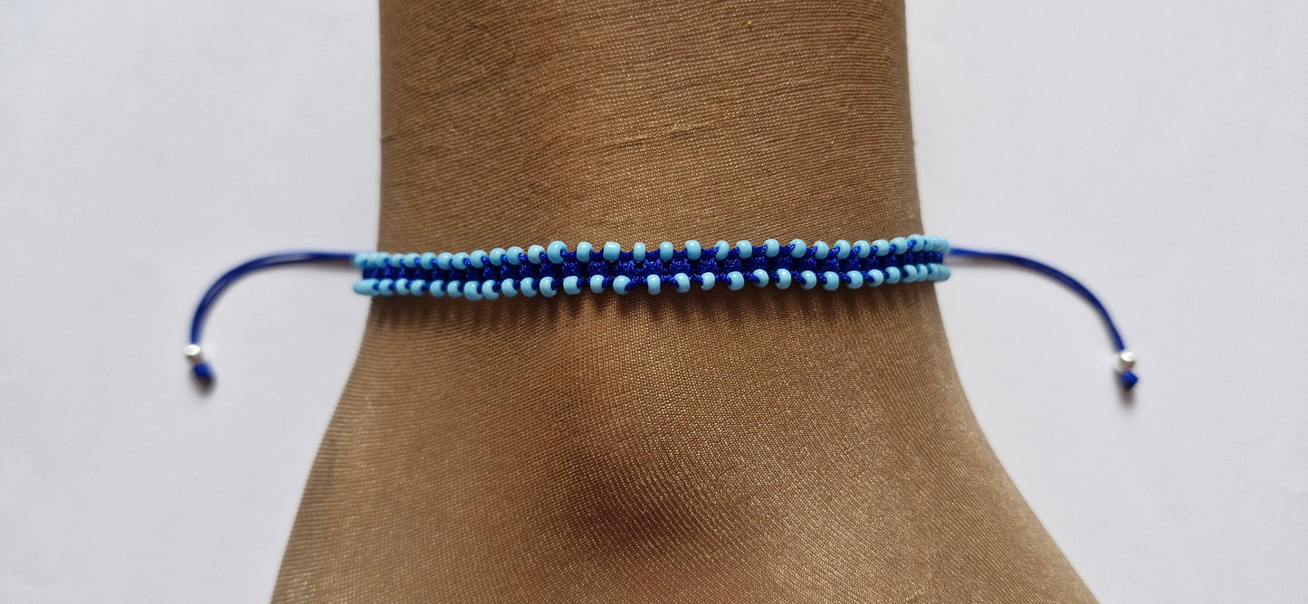 Blue bead anklet