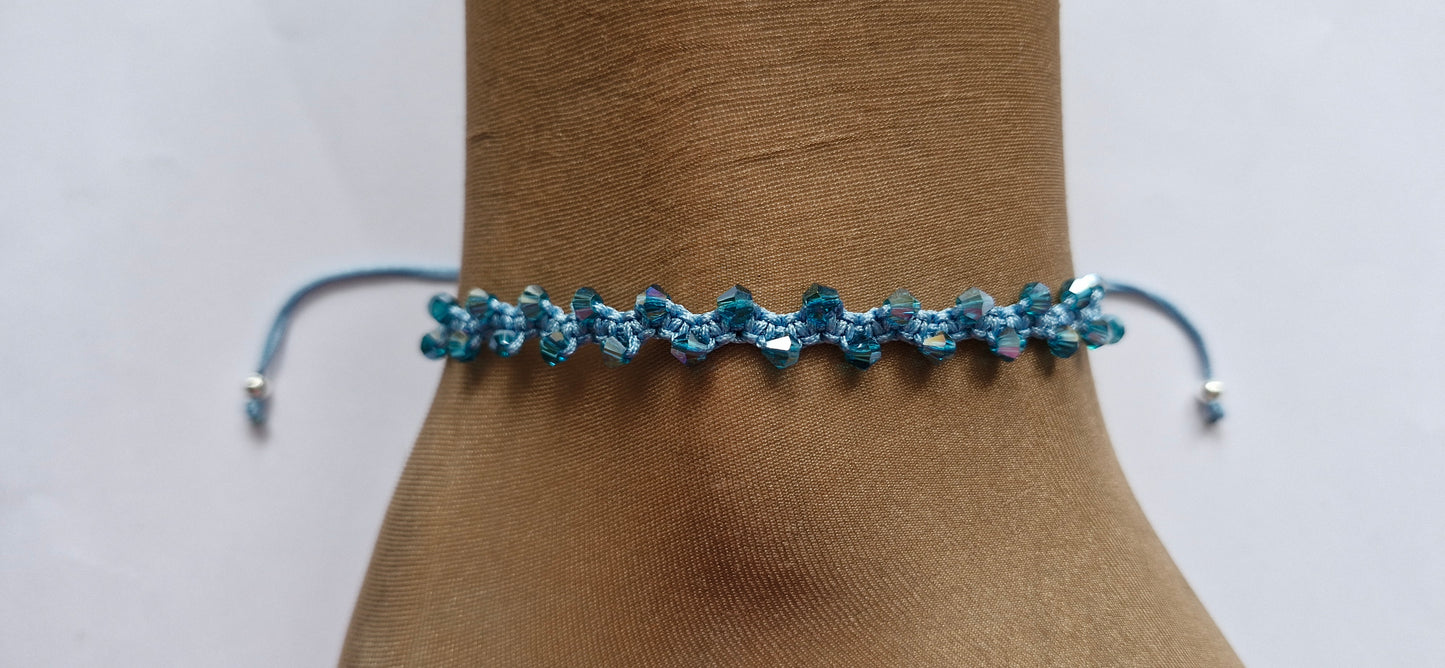 Blue beaded anklet