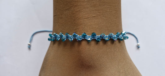 Blue beaded anklet