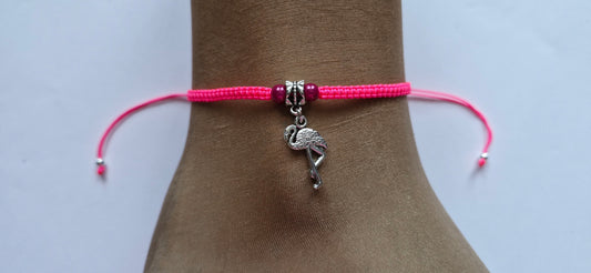 Flamingo anklet - neon pink