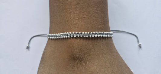 Grey and white beaded anklet