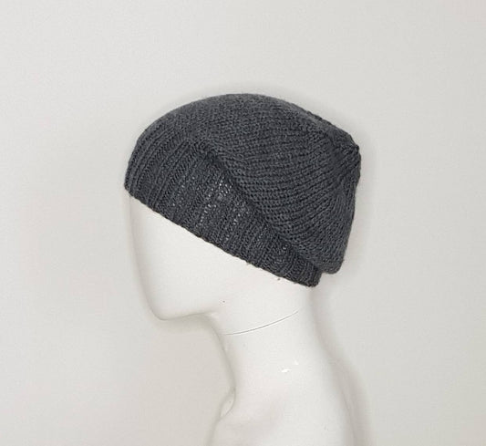 Grey slouch beanie hat