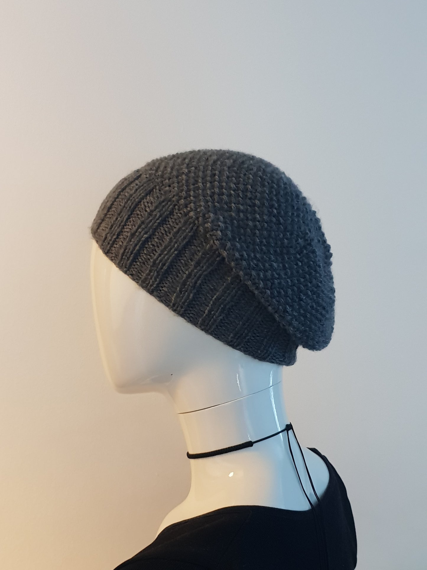 Grey slouch beanie hat