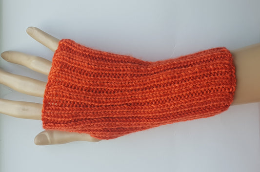 Orange fingerless gloves