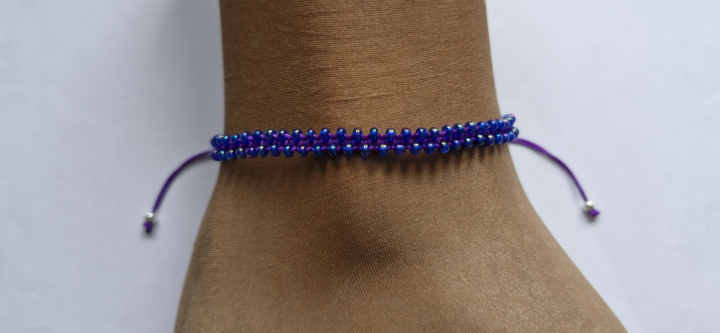 Purple beaded anklet