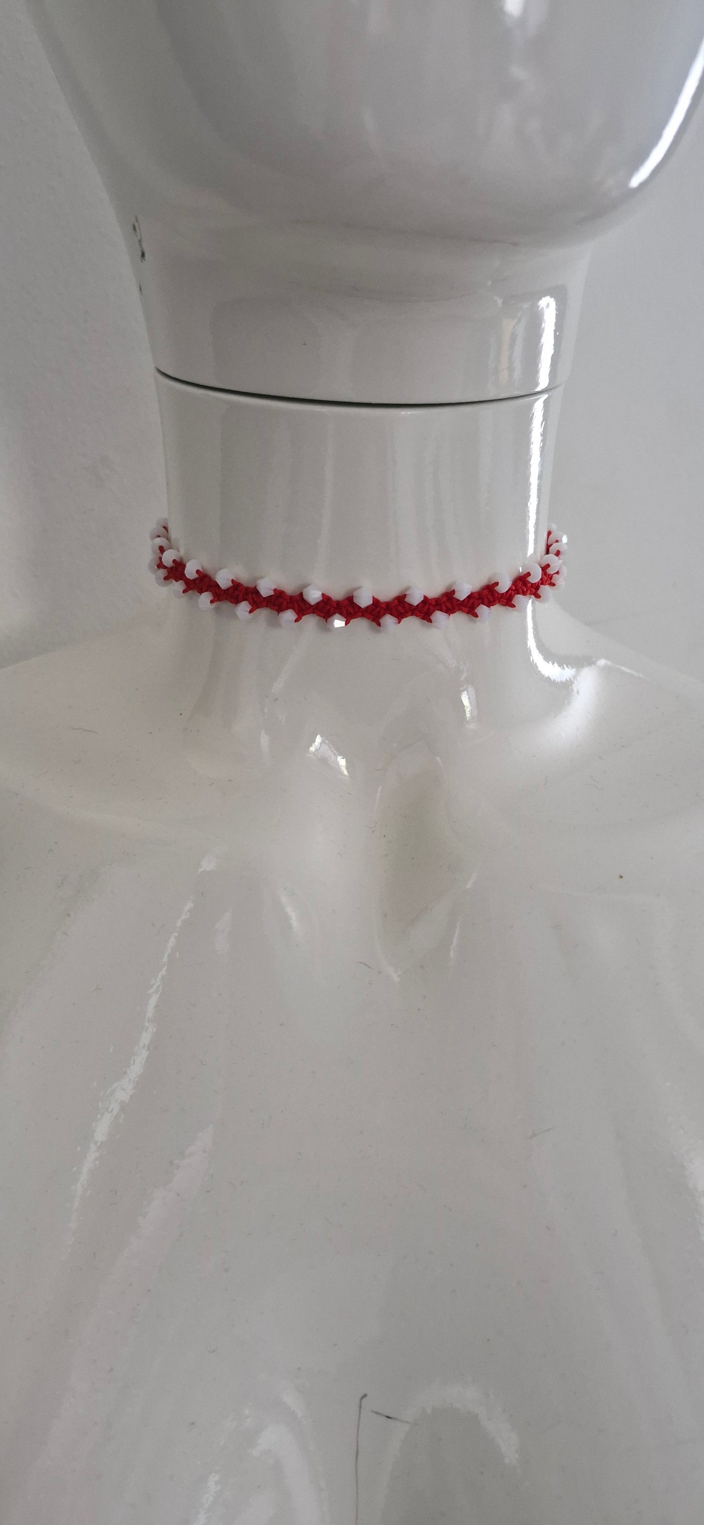 Red and white choker