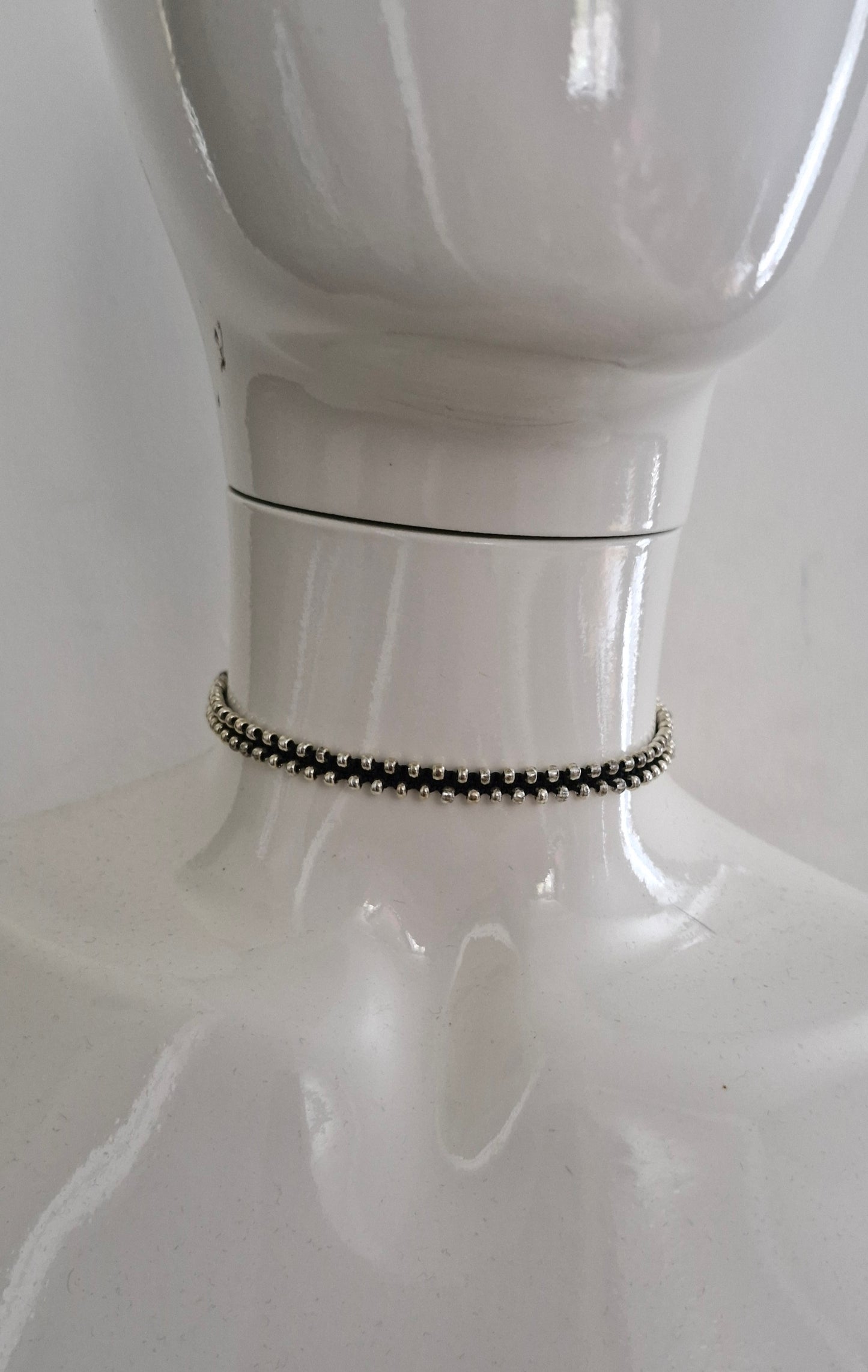 Black and silver beaded choker