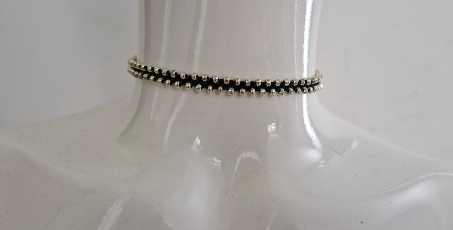 Black and silver beaded choker