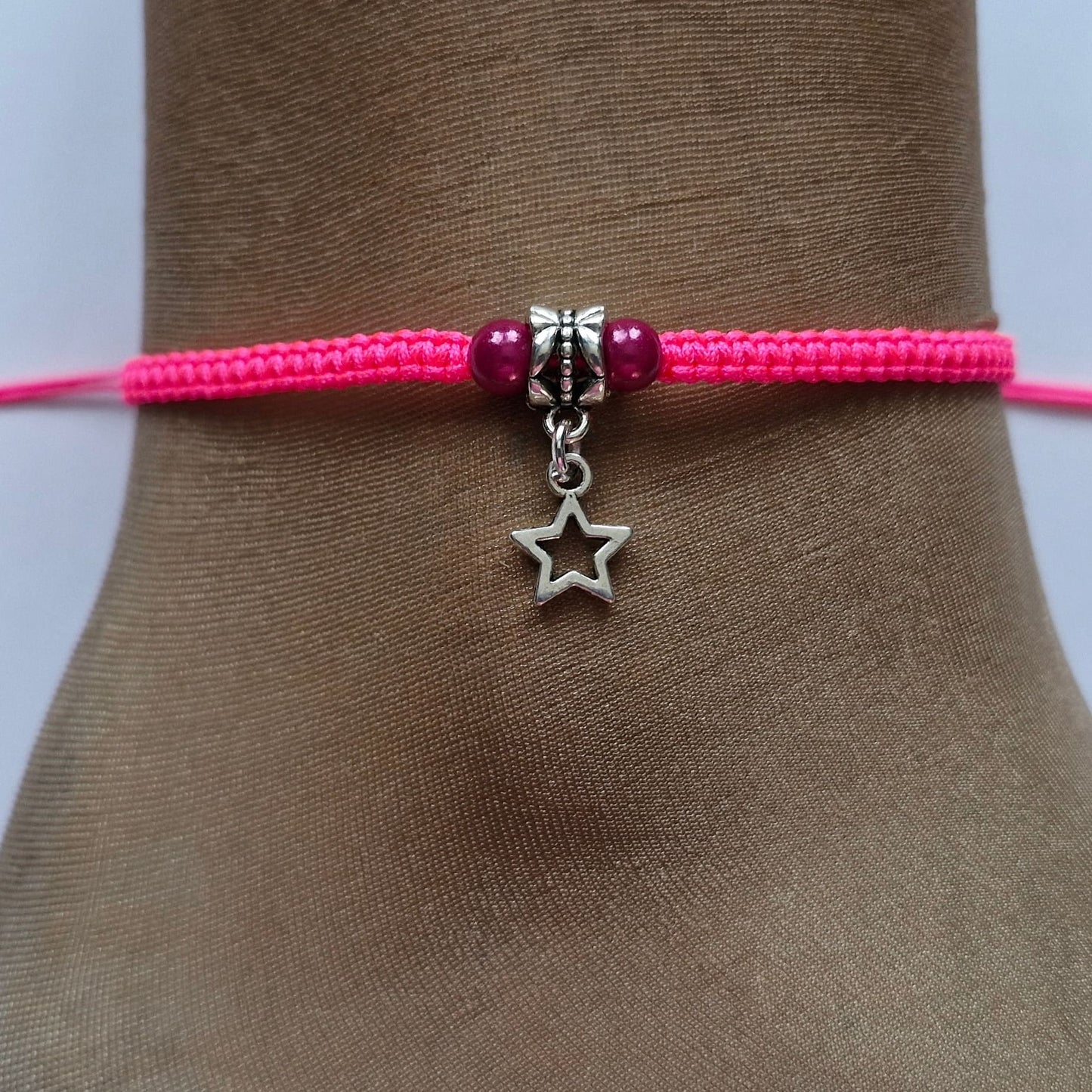 Star anklet - neon pink