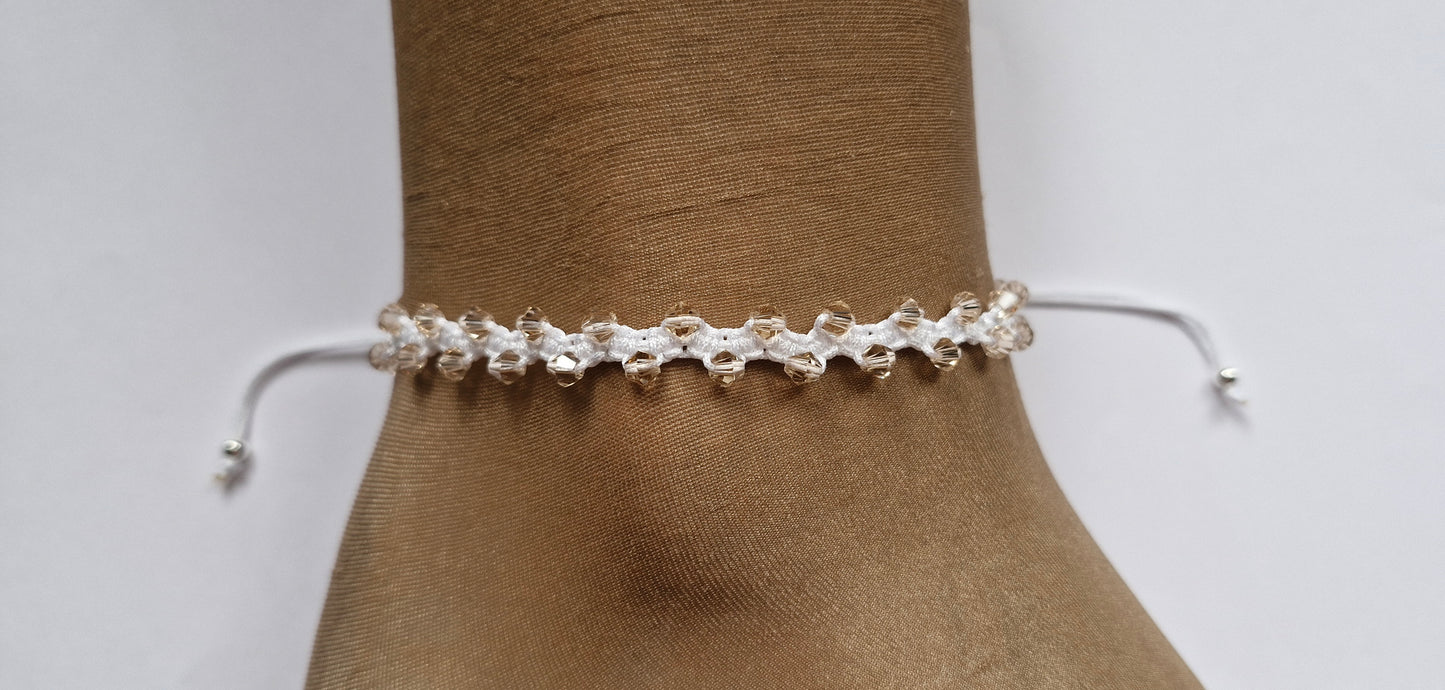 White beaded anklet