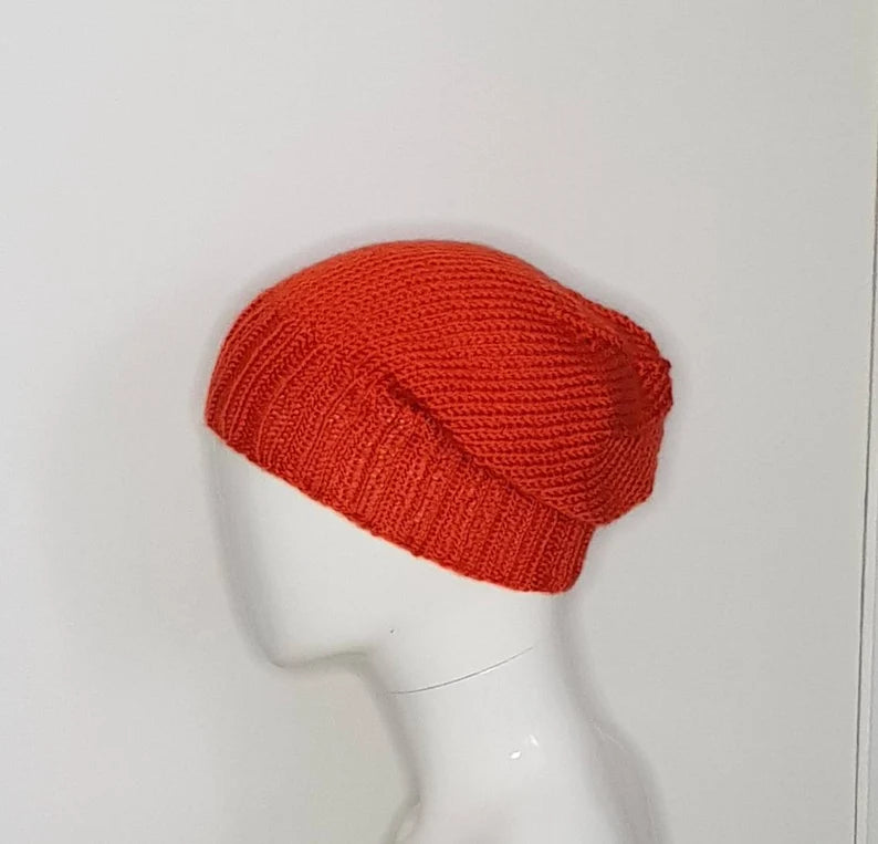 Orange slouch beanie hat
