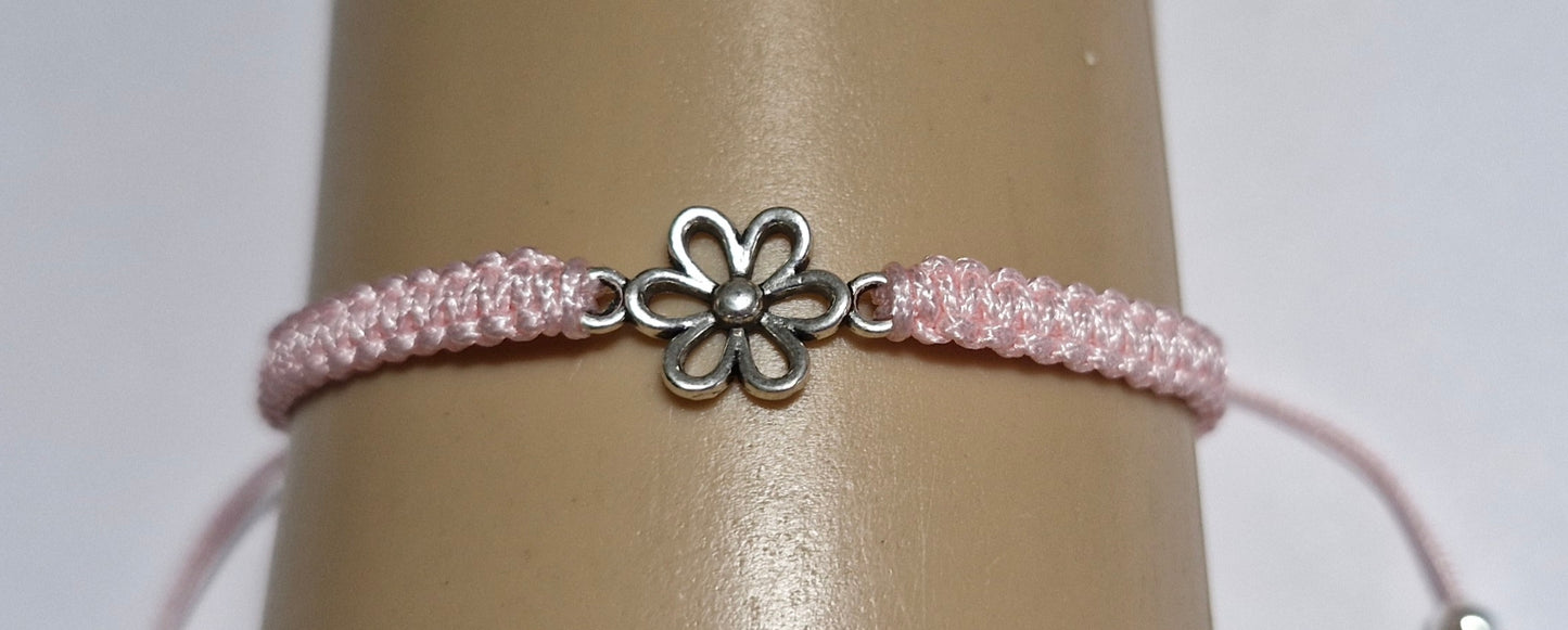 Girls pink flower bracelet